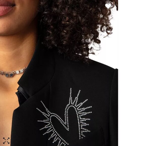 Zadig & Voltaire Very Strass Heart Blazer Size 38 FR, S/M US NEW - Picture 7 of 10